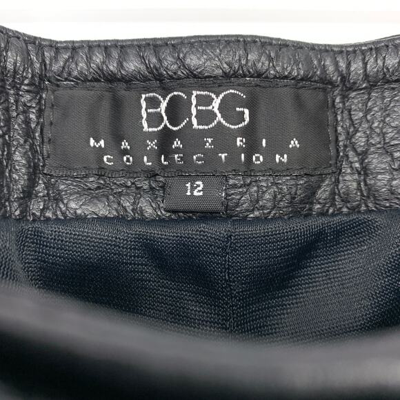 BCBGMAXAZRIA Y2K Women's Size 12 Low Rise Leather Pants Straight Leg Black - Picture 7 of 8